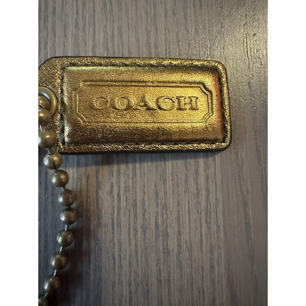 COACH Bronze Leather Bronze Chain Replacement Purse Handbag Hang Tag Charm
